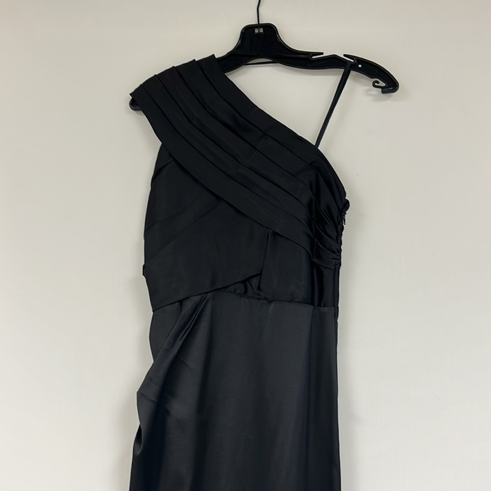 Adrianna Papell 🖤BLACK 🖤one shoulder satin long gown - Picture 11 of 13